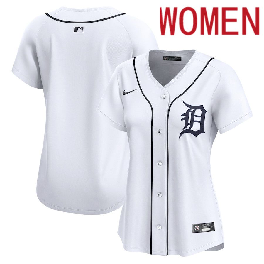 Women Detroit Tigers Nike White Home Limited MLB Jersey->women mlb jersey->Women Jersey